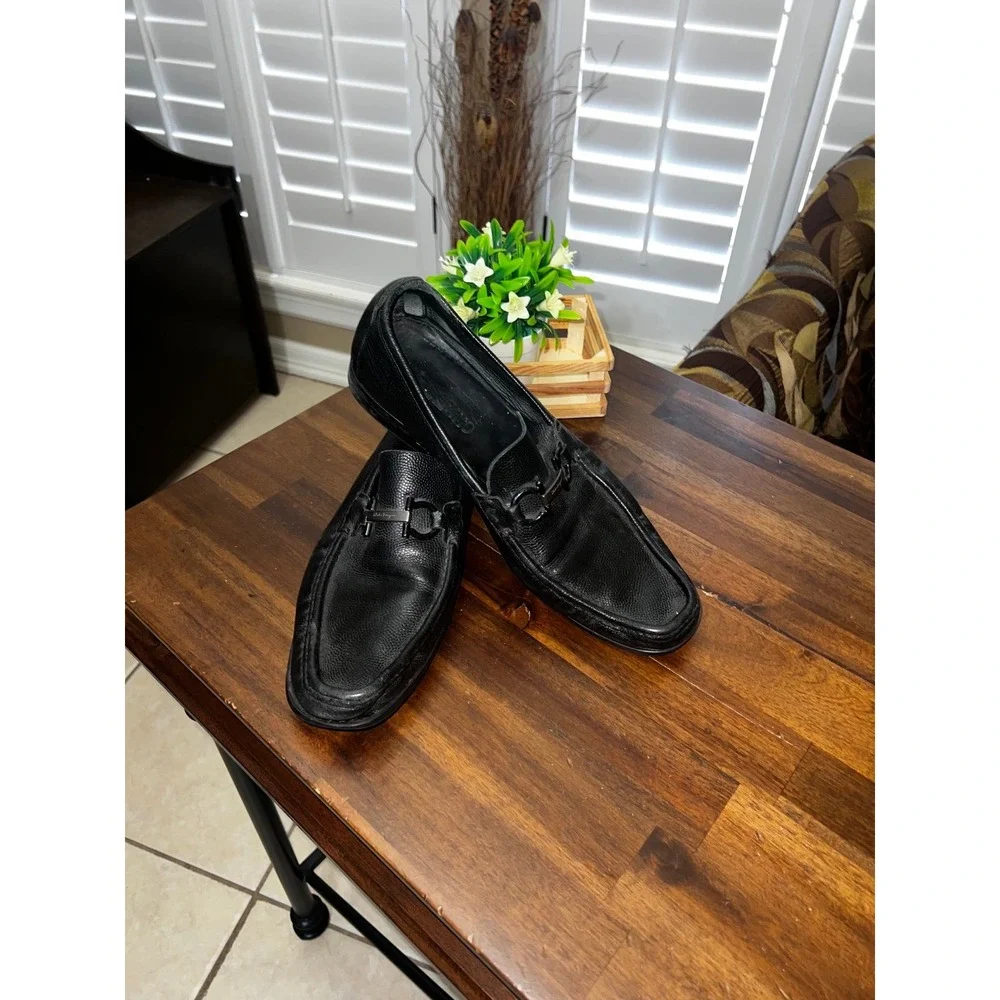 Men Salvatore Ferragamo Black Leather Loafer Size 10.5
